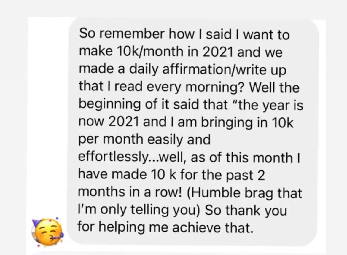 Testimonial about hitting 10k months two months in a row